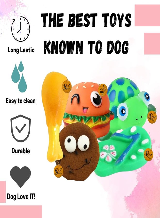 سايج سكوير مجموعة ألعاب Sage Square Premium الصريرية للكلاب - 5 قطع - ألعاب مطاطية متينة وقابلة للمضغ، أشكال وألوان متعددة ممتعة للعب التفاعلي، وتخفيف آلام التسنين، وإبقاء الكلب مستمتعًا وسعيدًا (المجموعة رقم 7) - Image 5